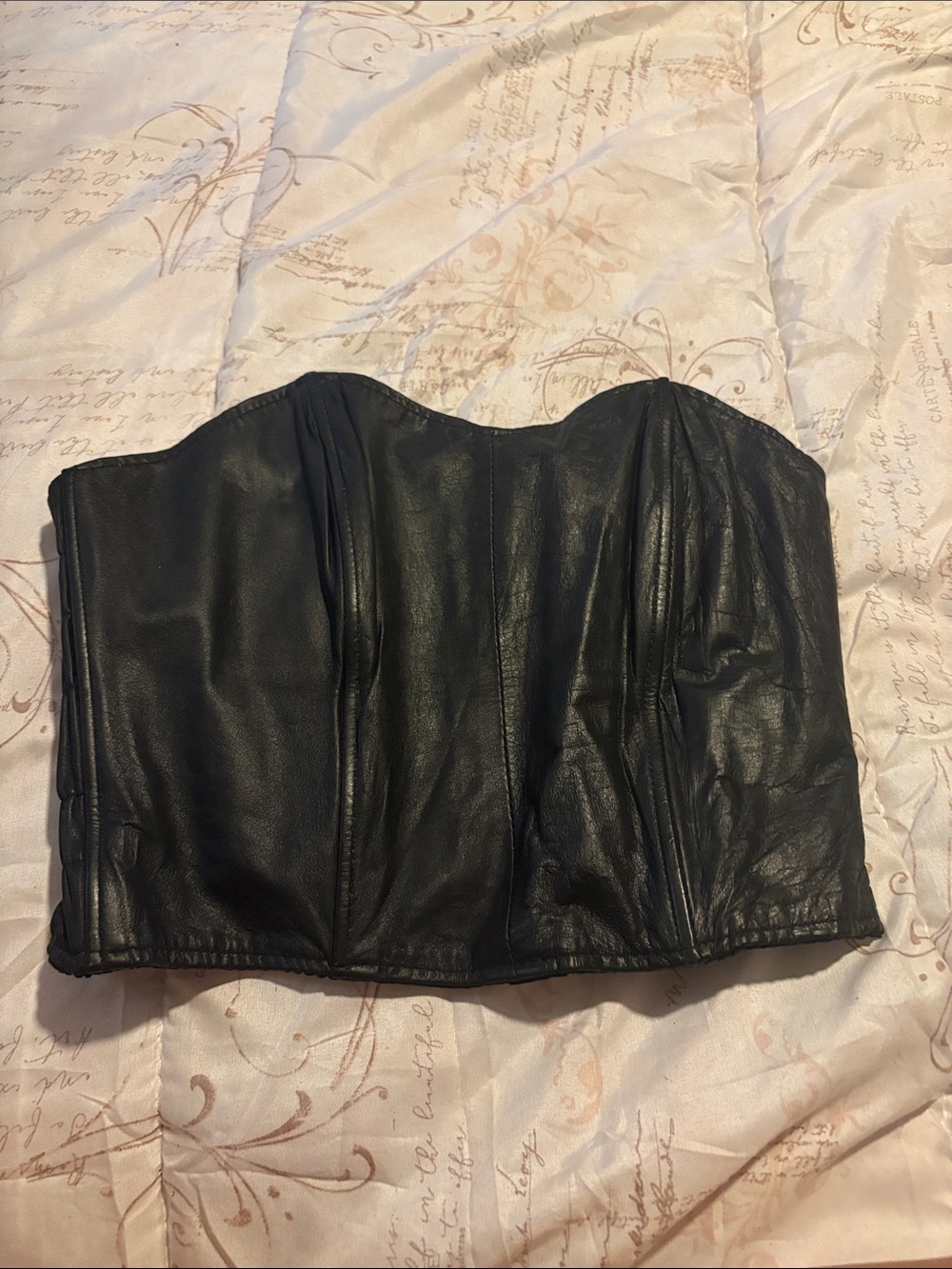 Strapless real Leather Bandeau Bustier - Black